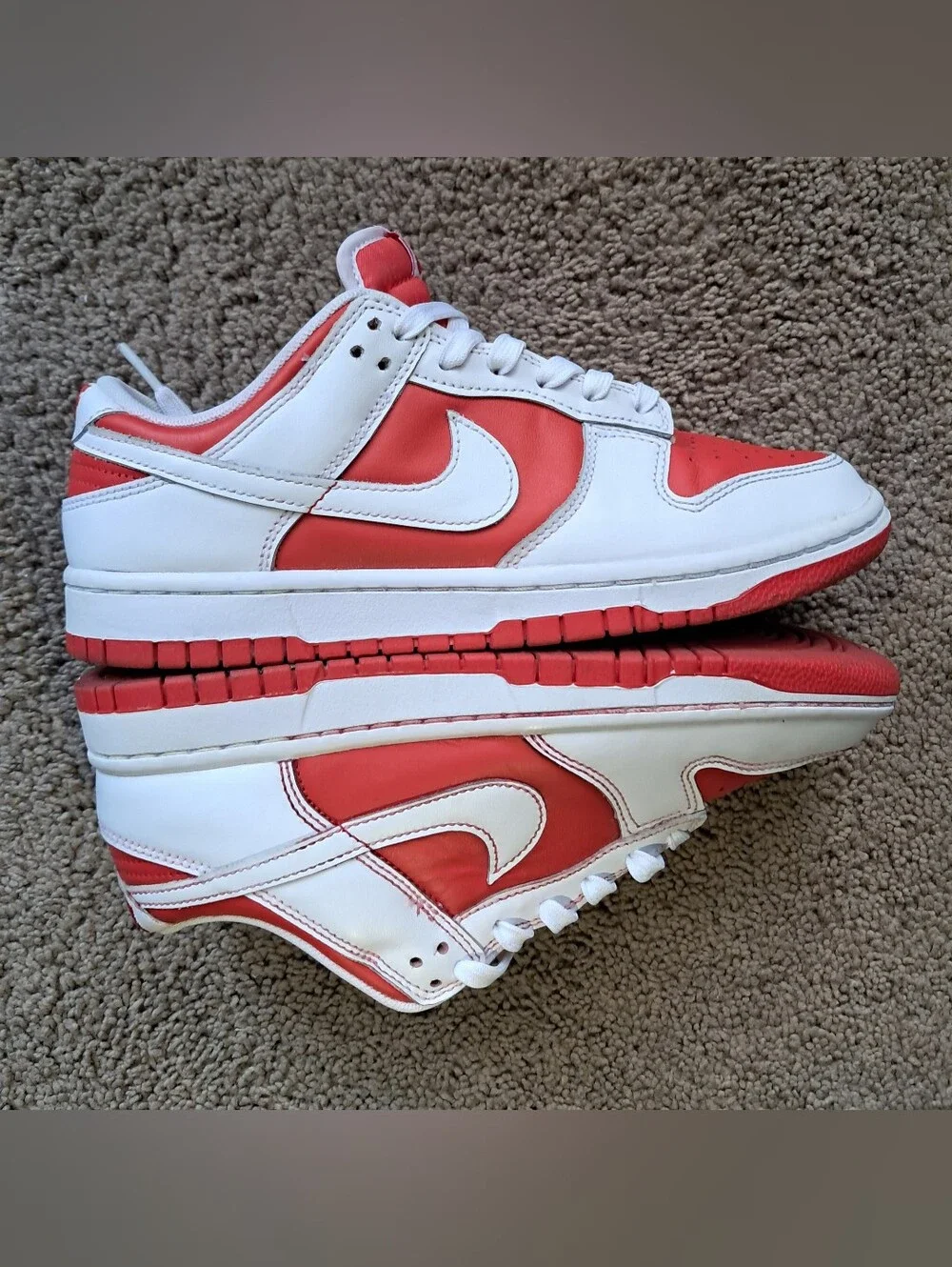 Nike Dunk Low Championship Red Leather Shoes Mens Size 7.5